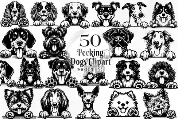 50 Peeking Dog Vector Art SVG PNG Part 3