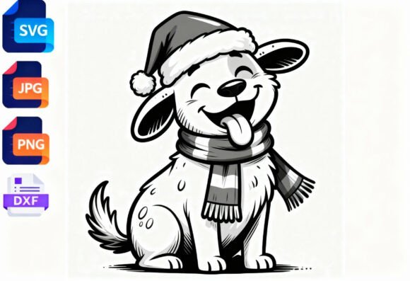Cute Christmas Dog Svg Png Dxf Jpg Files