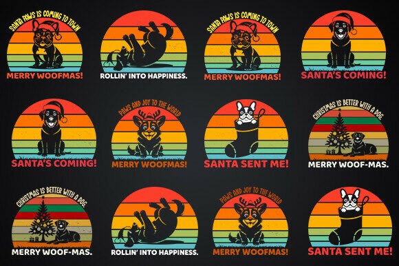 Cute Christmas Retro Dog SVG Bundle
