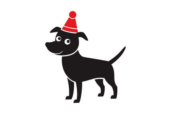 Dog Wearing Christmas Hat Silhouette