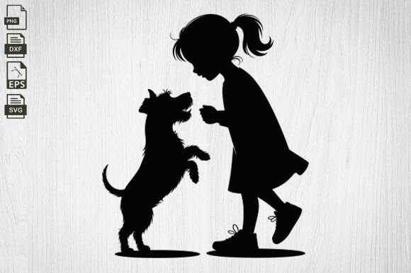 Girl and Dog Svg, Dog Vector