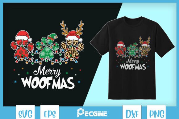 Merry Woofmas Dog Paw Christmas SVG