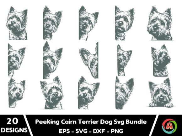 Peeking Cairn Terrier Dog Svg Bundle